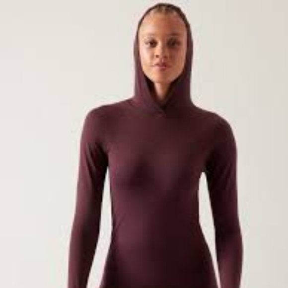 NWT Athleta Momentum Seamless Hoodie, Spiced Cabernet, Small - Picture 6 of 14